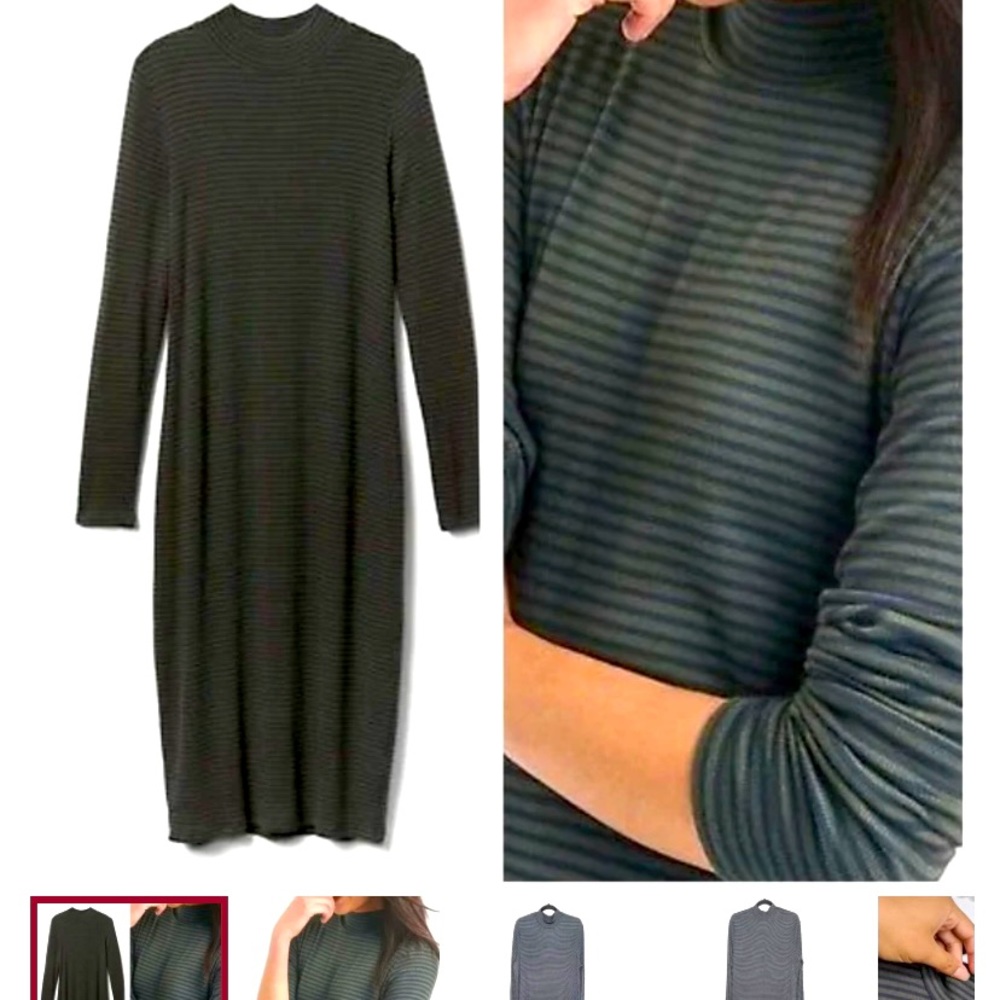Gap Cozy Modal Long Sleeve Mock Neck Ribknit Dress